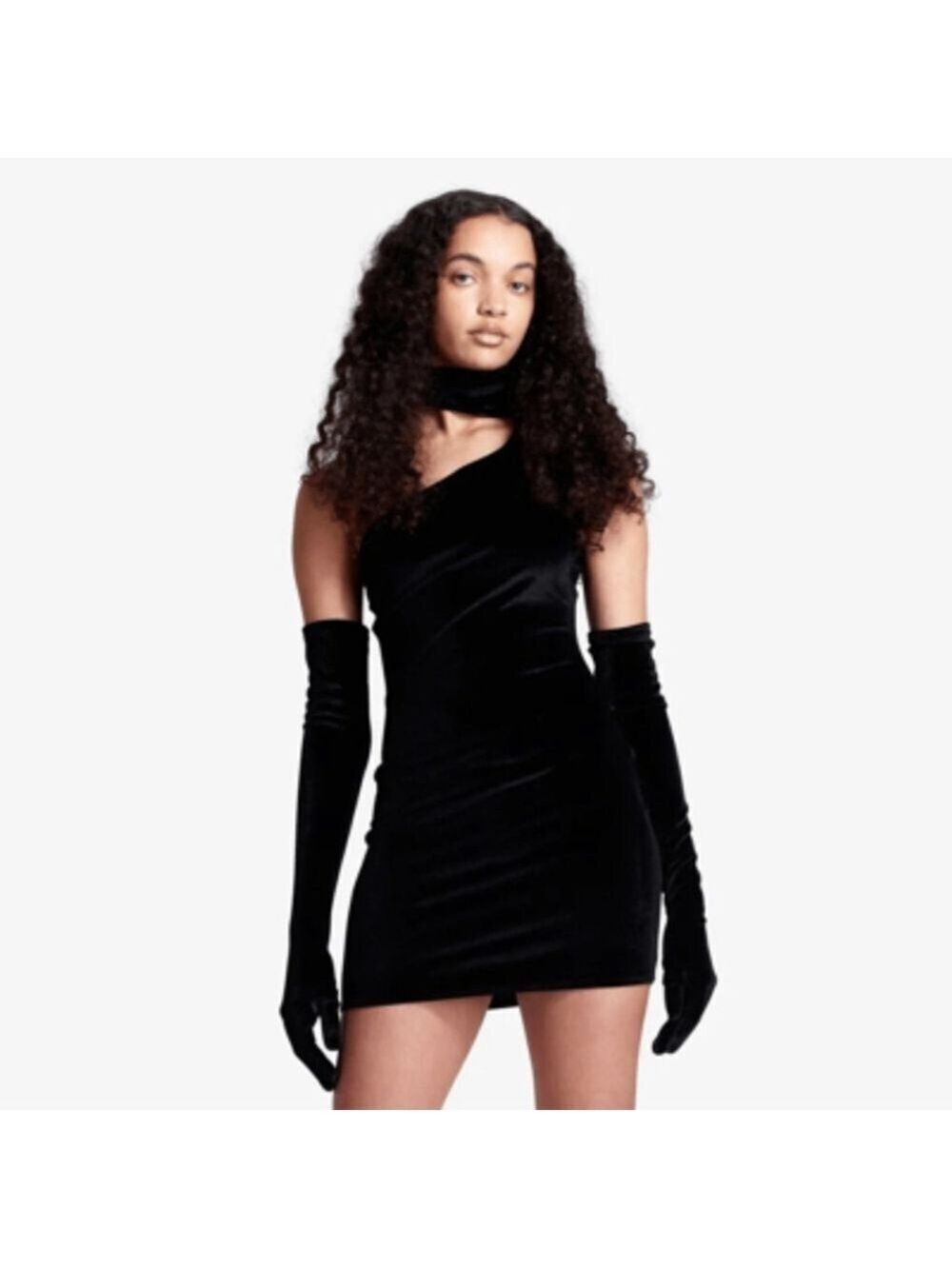 Women's MISCREANTS Black Velvet One-Shoulder Mini Dress